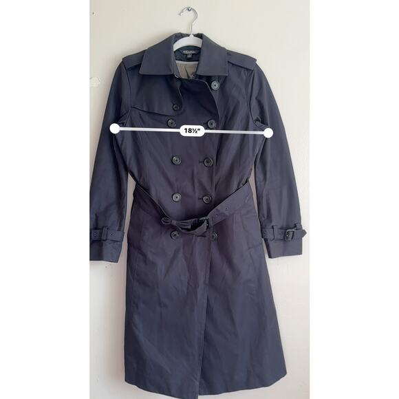 Brooks Brothers Women’s wool / cotton Classic Trench Coat Navy Blue size 4 - Picture 5 of 12
